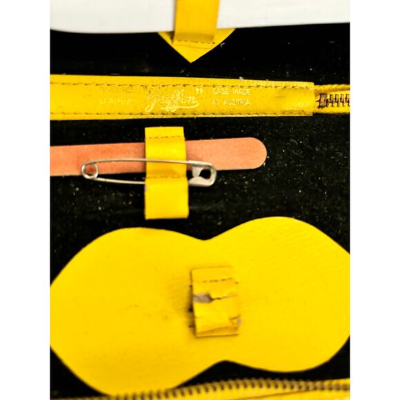 Vintage Griffon Manicure Nail Set Kit Embroidered Leather Austria Yellow AS IS - Picture 7 of 10